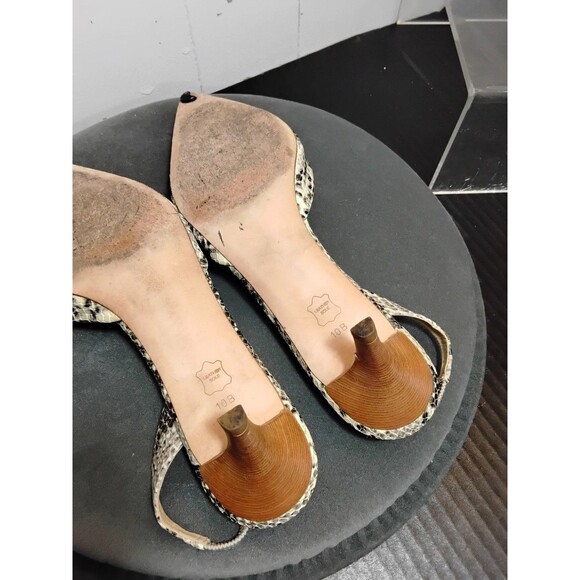 Talbots Snake Skin Patterned Leather Sling Kitten Heels 10 M - Picture 5 of 5